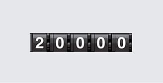 View of odometer indicating 20,000-mile service interval.